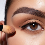 **

Prompt: Close-up of a woman's eye being prepped for eyeshadow. Focus on the eyelid, showcasing a creamy concealer being applied with a synthetic brush. Soft, diffused lighting. Emphasize the smooth texture of the concealer and the clean, prepared eyelid.  Subtle skin texture.  Background slightly blurred. Concealer should look like Nars Radiant Creamy Concealer. High resolution, professional makeup photography.

**