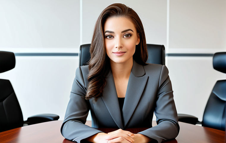 A confident professional businesswoman in a modest, tailored charcoal grey business suit, with a sophisticated, subtle makeup look. Her eyes feature perfectly blended matte brown eyeshadow defining her natural eye shape, with a delicate champagne shimmer at the inner corner. Her eyebrows are naturally defined, and her lashes are lightly coated with mascara. Her skin has a natural, even tone with a touch of soft peach blush, and her lips wear a soft rosewood tint. She is sitting gracefully at a modern conference table in a bright, contemporary office boardroom. Professional photography, cinematic lighting, ultra-detailed, high-resolution, perfect anatomy, correct proportions, natural pose, well-formed hands, proper finger count, natural body proportions, fully clothed, modest clothing, appropriate attire, professional dress, safe for work, appropriate content, professional, family-friendly.