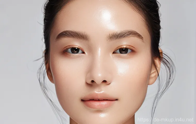 자외선 차단 메이크업 베이스 - **Prompt: The Everyday UV Protection Ritual**
    "A close-up, brightly lit portrait of a woman in h...