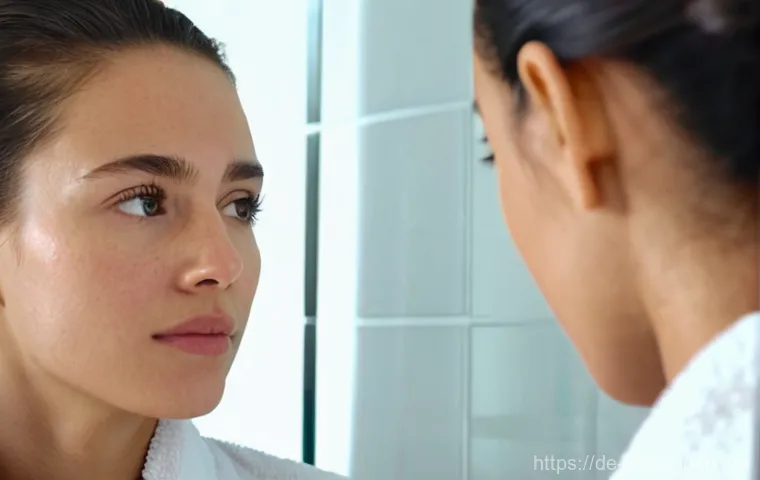 저자극 프라이머 추천 - **Prompt 1: The Frustration of Sensitive Skin**
    A close-up shot of a person with fair, sensitive...