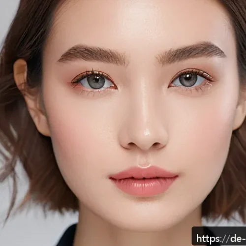 페리페라 잉크 벨벳 틴트 리뷰 - A close-up portrait of a young adult woman with fair skin wearing a soft, velvety rose-tinted lip co...